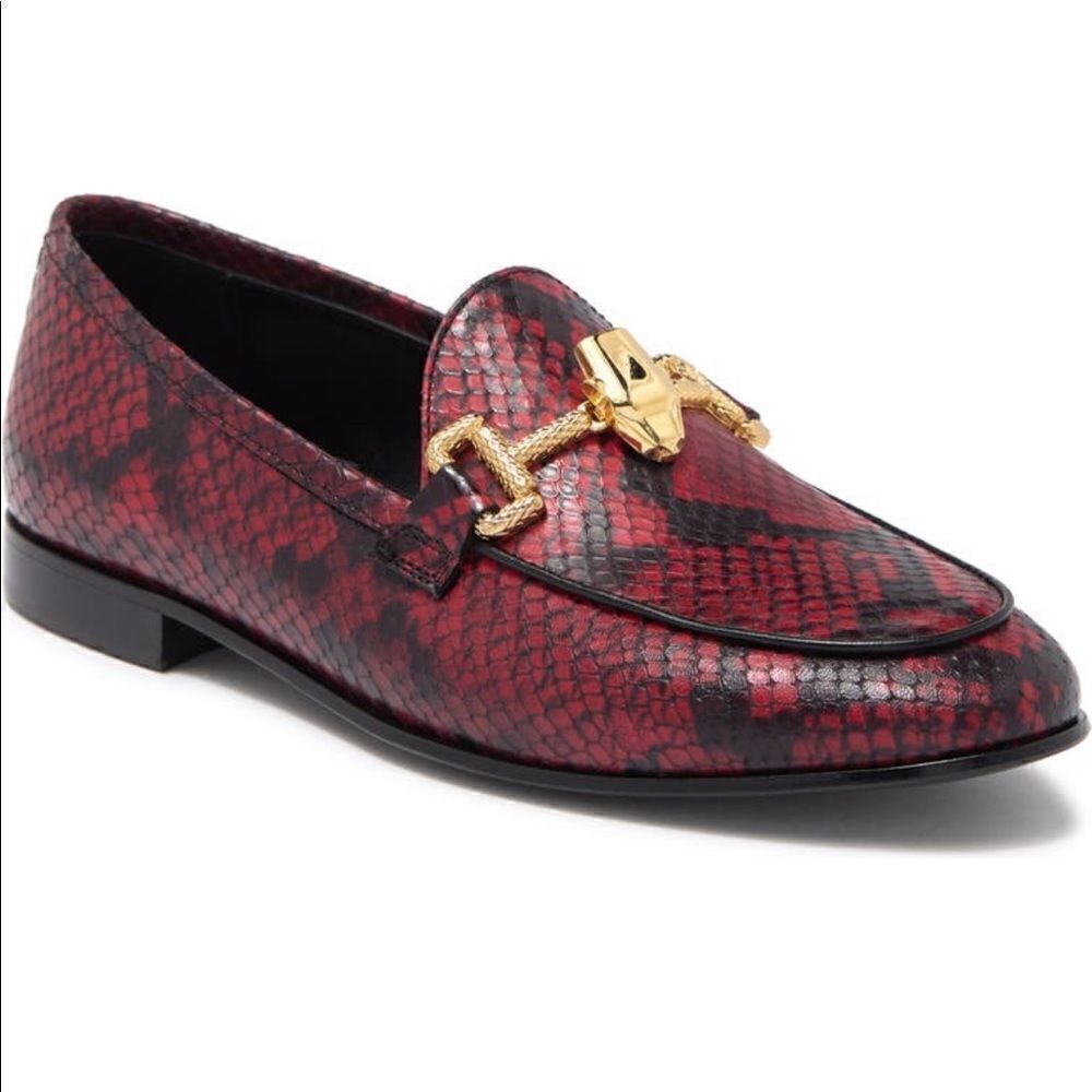 Roberto Cavalli Women’s snakeskin embossed horsebit leather slip-on loafer EU 35